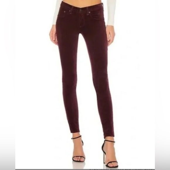 Rag & Bone Skinny Burgundy Velvet Jeans/Pants - Picture 2 of 9